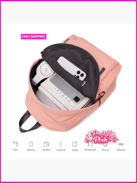 Lightweight Water-Resistant Nylon Mini Backpack with Laptop Sleeve main image 5